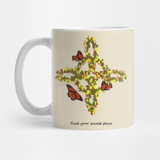 Witch's Knot Symbol Flower Butterflies Mug